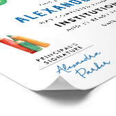 かわいいカラフルおもしろいキッズ卒業証書ロゴ ポスター (角)