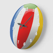 かわいいカラフルおもしろいストライプのサマービーチボール ラージ壁時計 (傾斜)