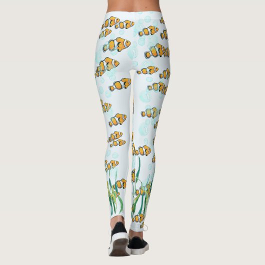 かわいいカラフルおもしろいピエロの魚と泡 レギンス (裏面)