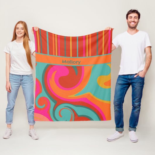 かわいいカラフルおもしろいファンキーガールインスピレーション フリースブランケット (インサイチュ)