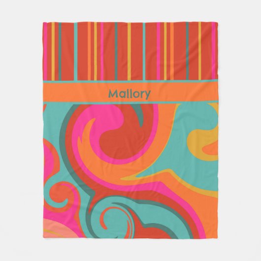 かわいいカラフルおもしろいファンキーガールインスピレーション フリースブランケット (正面)