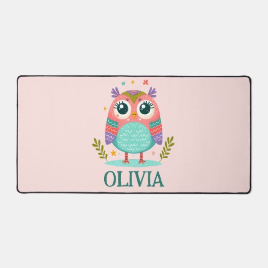 かわいいカラフルお洒落ベビーフクロウ デスクマット (正面)