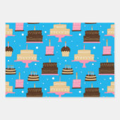 かわいいカラフルお洒落誕生日動物のパターン ラッピングペーパーシート (正面)