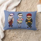 かわいいカラフルかわいいの鳥が服を着て ランバークッション (ブランケット)