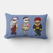 かわいいカラフルかわいいの鳥が服を着て ランバークッション (正面)