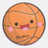 かわいいカラフルかわいいバスケットボール選手名 ラウンドシール (正面)