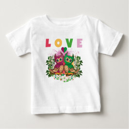 かわいいカラフルかわいいフクロウが大好き ベビーTシャツ