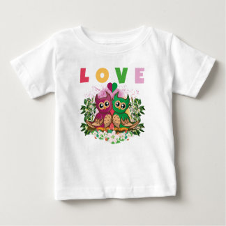 かわいいカラフルかわいいフクロウが大好き ベビーTシャツ