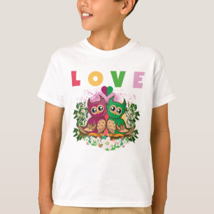 かわいいカラフルかわいいフクロウが大好き Tシャツ