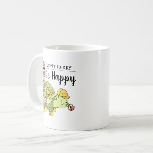 かわいいカラフルかわいい亀の子が幸せになる コーヒーマグカップ (正面左)