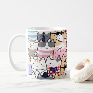 かわいいカラフルかわいい猫の柄 コーヒーマグカップ