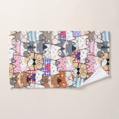 かわいいカラフルかわいい猫の柄 バスタオルセット (ハンドタオル)