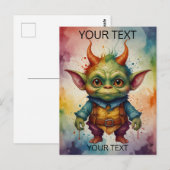 かわいいカラフルでユーモアのある小さなゴブリン ポストカード (正面/裏面)