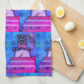 かわいいカラフルとクリスマスミックスメディア雪だるまキ キッチンタオル (四つ折り)