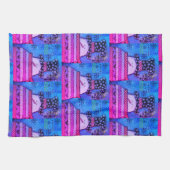 かわいいカラフルとクリスマスミックスメディア雪だるまキ キッチンタオル (横)