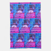 かわいいカラフルとクリスマスミックスメディア雪だるまキ キッチンタオル (縦)