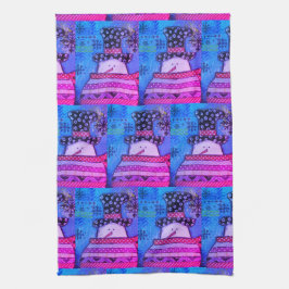 かわいいカラフルとクリスマスミックスメディア雪だるまキ キッチンタオル