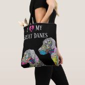 かわいいカラフルとグレートダネストバッグ トートバッグ (クローズアップ)