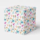 かわいいカラフルとジャングルの動物のパターン フェイバーボックス (正面サイド)