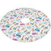 かわいいカラフルとジャングルの動物のパターン ブラッシュドポリエステルツリースカート (アングル)