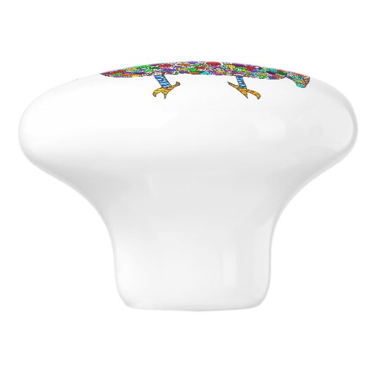 かわいいカラフルとフクロウフローラ セラミックノブ (側面)