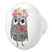 かわいいカラフルとフクロウフローラ セラミックノブ (右)