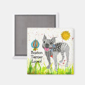 かわいいカラフルとボストンテリア磁石2" マグネット (正面/裏面)