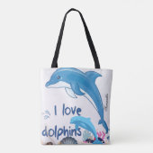 かわいいカラフルとラブドルフィンズ引用文名トート トートバッグ (裏面)