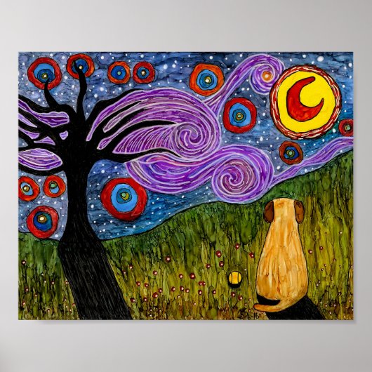 かわいいカラフルと犬のポスター – 10" x 8" ポスター (正面)