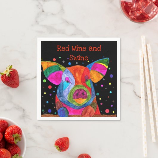 かわいいカラフルと豚のカクテルナプキン スタンダードカクテルナプキン (インサイチュ)