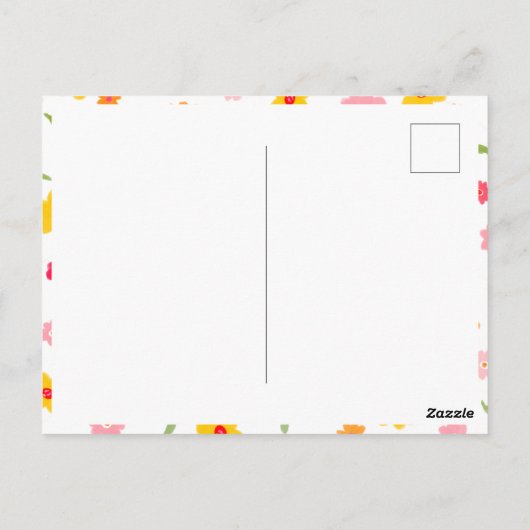 かわいいカラフルなお花の誕生日子供女の子の写真 ポストカード (裏面)