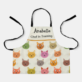 かわいいカラフルなねこシェフ見習い エプロン