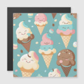 かわいいカラフルなアイスクリーム マグネット招待状 (正面/裏面)