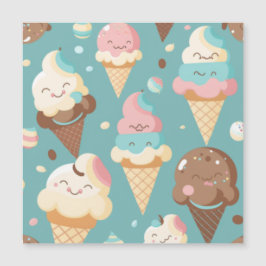 かわいいカラフルなアイスクリーム マグネット招待状