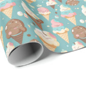 かわいいカラフルなアイスクリーム ラッピングペーパー (ロールコーナー)