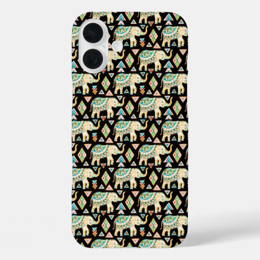 かわいいカラフルなインドの象のパターン Case-Mate iPhoneケース (裏面)