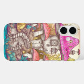 かわいいカラフルなキノコの家のアート Case-Mate iPhoneケース (裏面 (横))