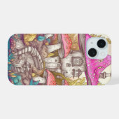 かわいいカラフルなキノコハウスのアート iPhone 15ケース (裏面横)