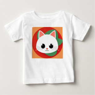 🐱 かわいいカラフルなキャラクターの猫の顔のキッズグラフィック 🎨 ベビーTシャツ