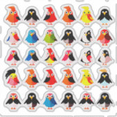 かわいいカラフルなキャラクターの鳥 シール (正面)