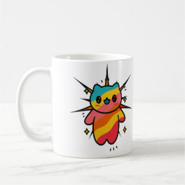 かわいいカラフルなキャラクター猫の宇宙ポップアートマグカップ コーヒーマグカップ