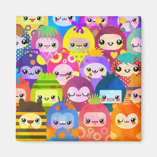 かわいいカラフルなキャラクター マグネット (正面)