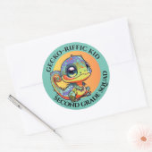 かわいいカラフルなゲコー　カスタマイズ可能なテキストオプション付き ラウンドシール (封筒)