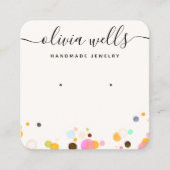 かわいいカラフルなコンフェッティ イヤリング アクセサリー 四角形 スクエア名刺 (正面)