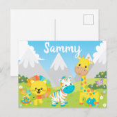 かわいいカラフルなジャングルの仲間たち ポストカード (正面/裏面)