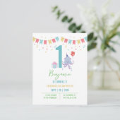 かわいいカラフルなタコのバルーン バナー 1歳の誕生日 ポストカード (スタンド正面)