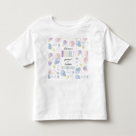 かわいいカラフルなバブルキッズ誕生日パーティー トドラーTシャツ (正面)