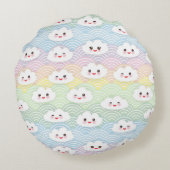 かわいいカラフルなパステルカラーの雲の模様 ラウンドクッション (裏面)