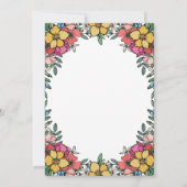 かわいいカラフルなピンクの花のリハーサルディナー 招待状 (裏面)