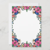 かわいいカラフルなピンクの花のリハーサルディナー 招待状 (裏面)